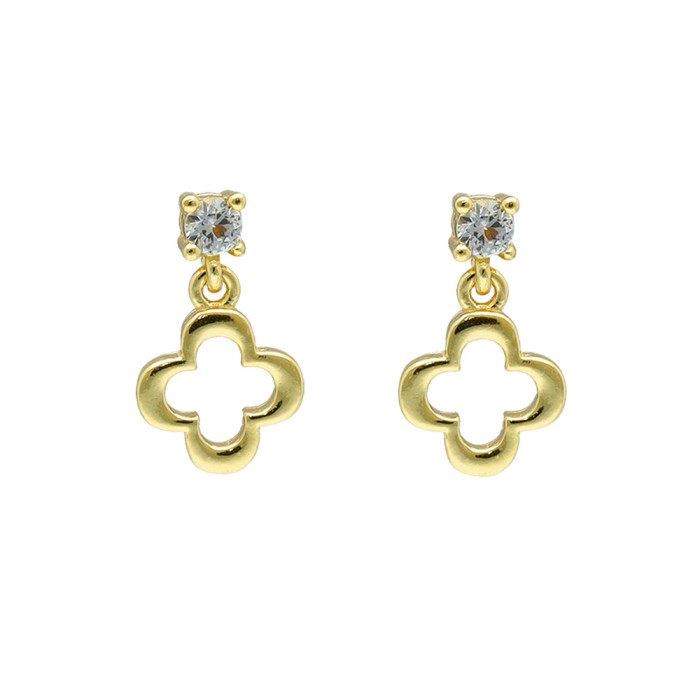 PENDIENTES EN PLATA DORADA TRÉBOL.