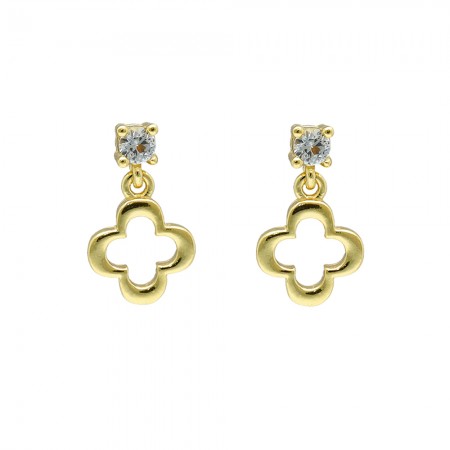 PENDIENTES EN PLATA DORADA TRÉBOL.