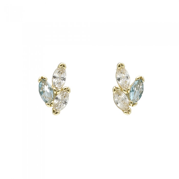 PENDIENTES EN PLATA DORADA CON TRES CIRCONITAS.