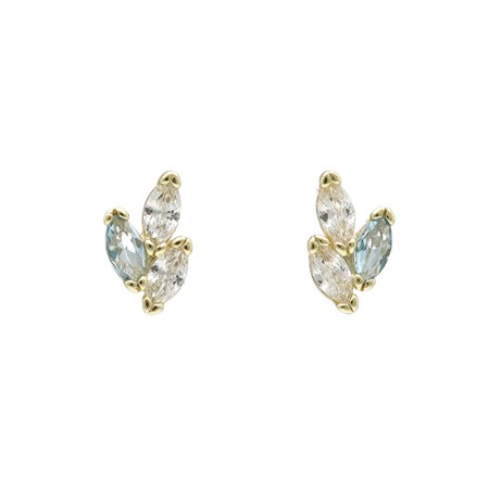 PENDIENTES EN PLATA DORADA CON TRES CIRCONITAS.