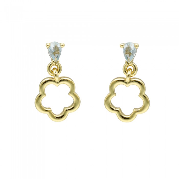 PENDIENTES EN PLATA DORADA FLOR CALADA.