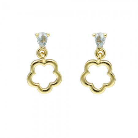 PENDIENTES EN PLATA DORADA FLOR CALADA.