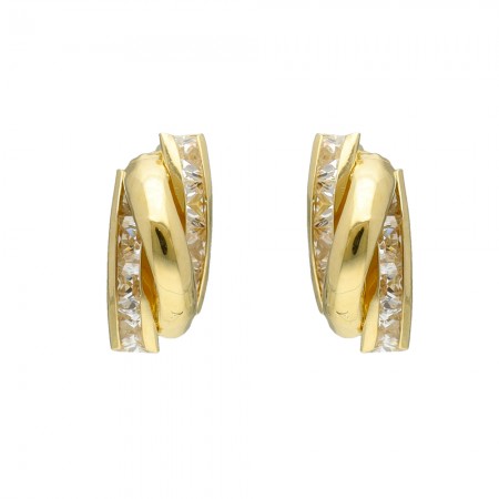 PENDIENTES EN ORO CURVAS Y CIRCONITAS