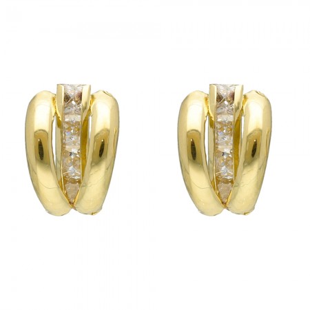 PENDIENTES EN ORO 18 QUILATES CON CIRCONITAS CENTRALES