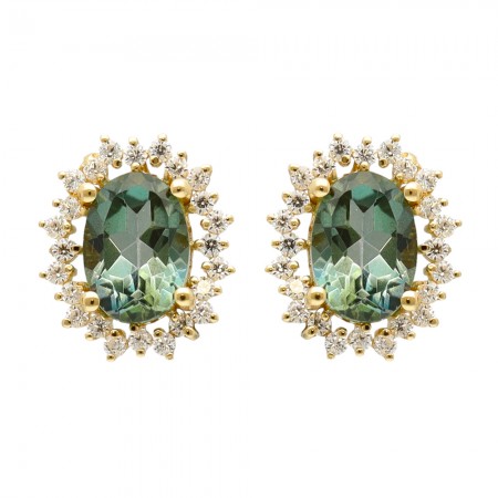 PENDIENTES EN ORO CIRCONITA GRANDE VERDE