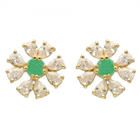 PENDIENTES EN ORO COPO DE NIEVE VERDE