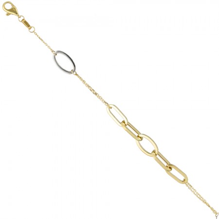 PULSERA EN ORO BICOLOR CON ÓVALOS