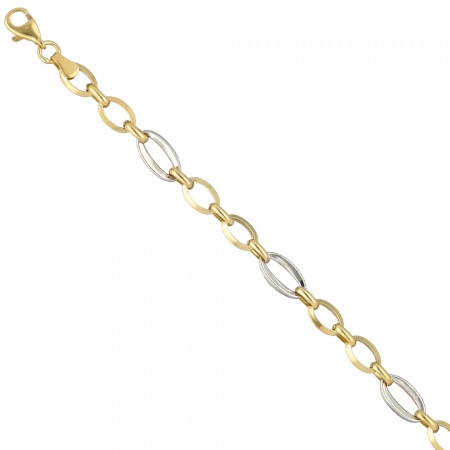 PULSERA ORO BICOLOR ÓVALOS GRANDES