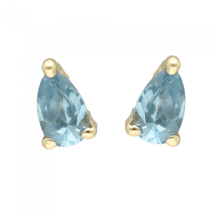 PENDIENTES EN ORO CIRCONITA AZUL INFANTIL