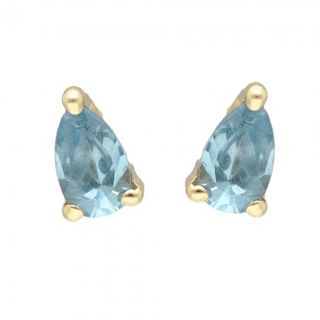 PENDIENTES EN ORO CIRCONITA AZUL INFANTIL