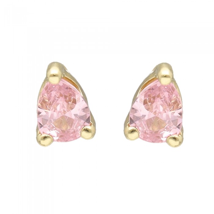 PENDIENTES EN ORO CIRCONITA ROSA INFANTIL