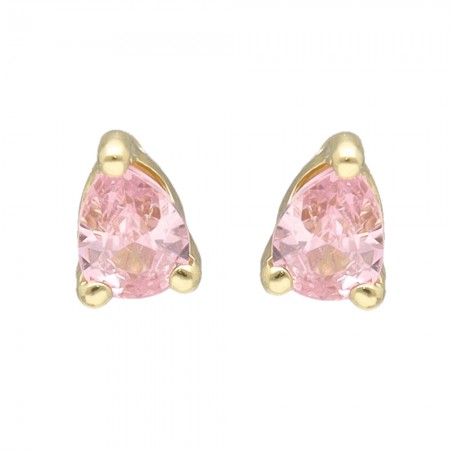 PENDIENTES EN ORO CIRCONITA ROSA INFANTIL