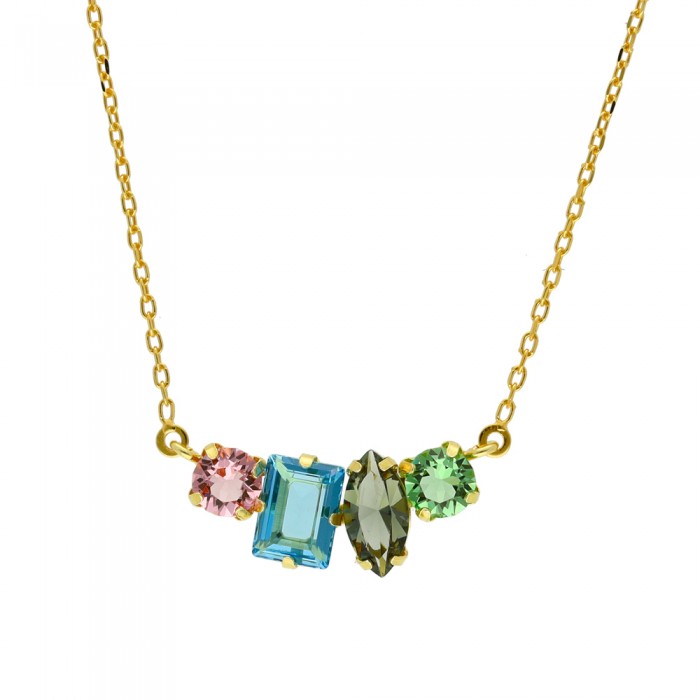 GARGANTILLA EN PLATA DORADA CON CIRCONITAS MULTICOLORES