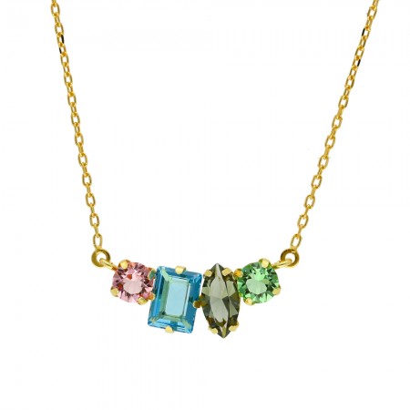 GARGANTILLA EN PLATA DORADA CON CIRCONITAS MULTICOLORES GARGANTILLA EN PLATA DORADA CON CIRCONITAS MULTICOLORES