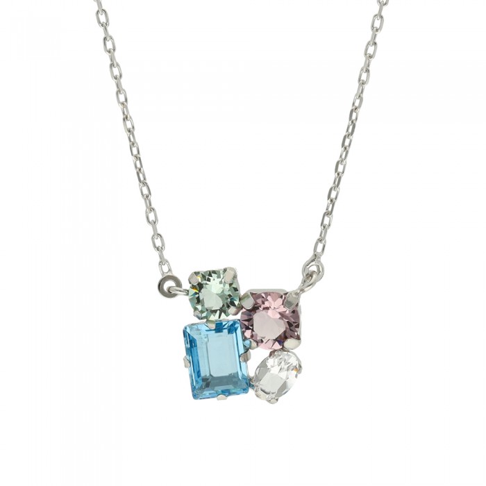 GARGANTILLA EN PLATA CON CIRCONITAS CUADRADAS