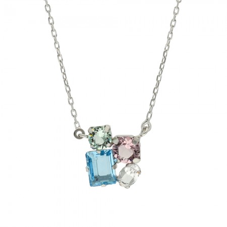 GARGANTILLA EN PLATA CON CIRCONITAS CUADRADAS