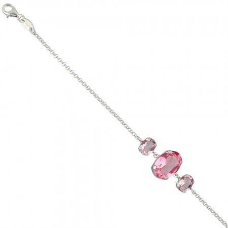 PULSERA EN PLATA CON CIRCONITAS OVALADAS ROSADAS PULSERA EN PLATA CON CIRCONITAS OVALADAS ROSADAS