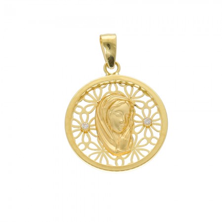 COLGANTE ORO CALADO FLOR CON CIRCONITAS INFANTIL