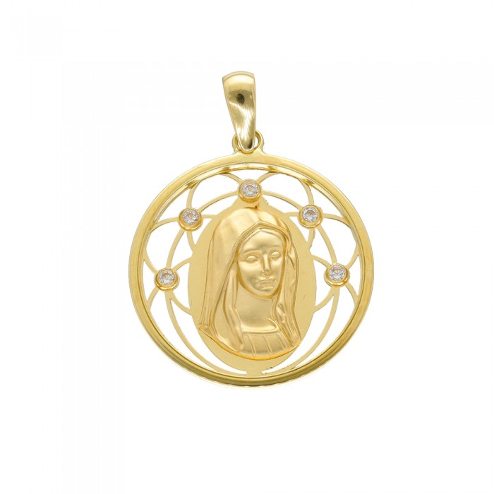 COLGANTE EN ORO CALADO CON CIRCONITAS INFANTIL