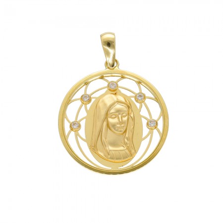 COLGANTE EN ORO CALADO CON CIRCONITAS INFANTIL