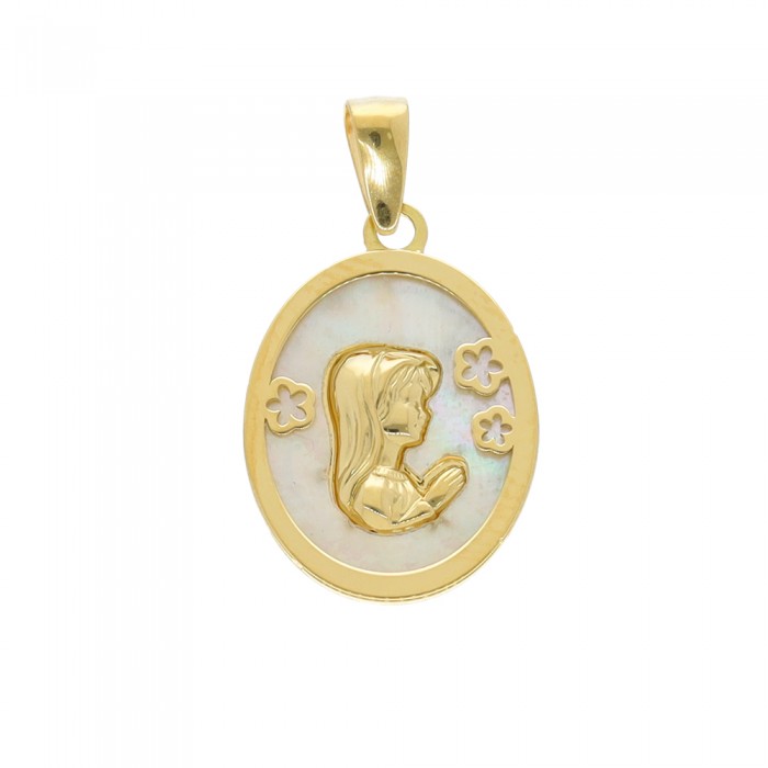 COLGANTE EN ORO NÁCAR NIÑA INFANTIL