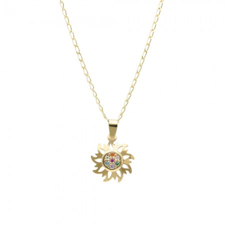 GARGANTILLA EN ORO SOL CALADO CON CIRCONITAS