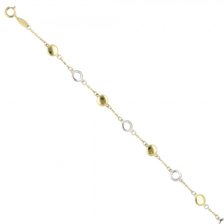 PULSERA EN ORO BICOLOR CÍRCULOS PEQUEÑOS