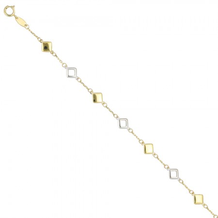 PULSERA EN ORO BICOLOR CON ROMBOS