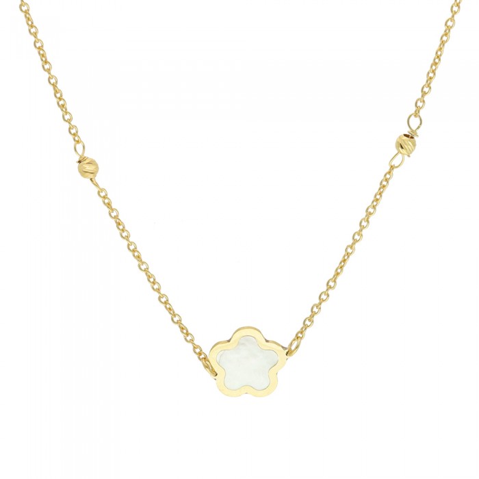 GARGANTILLA EN ORO FLOR CON NÁCAR INFANTIL