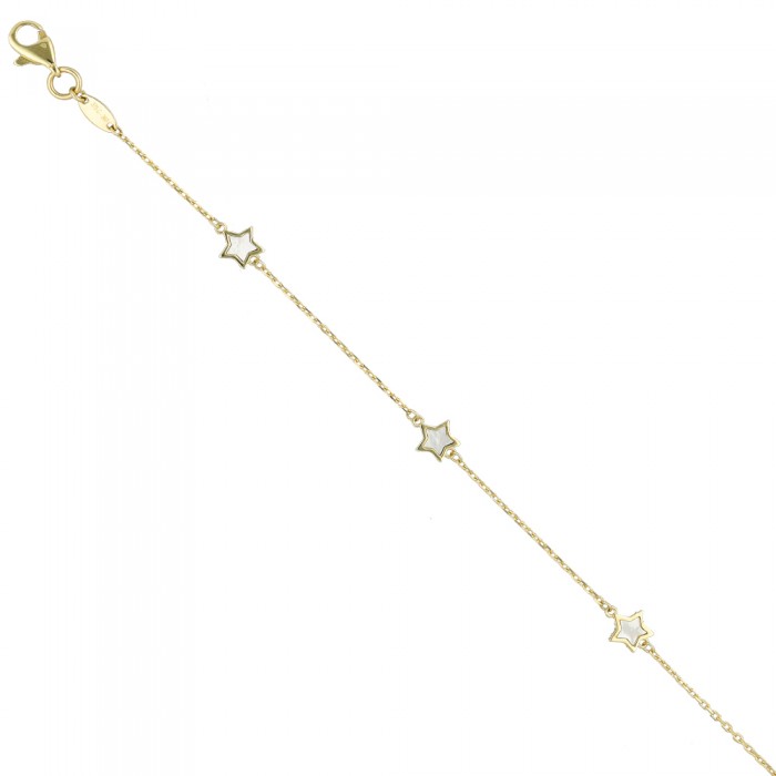 PULSERA EN ORO CON ESTRELLAS NÁCAR INFANTIL
