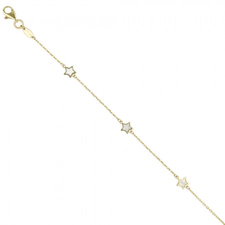 PULSERA EN ORO CON ESTRELLAS NÁCAR INFANTIL