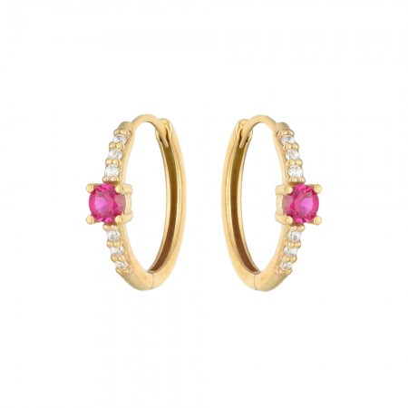 PENDIENTES EN ORO AROS CIRCONITA CENTRAL ROSA