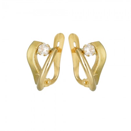 PENDIENTES EN ORO BANDAS FINAS CON CIRCONITA CUADRADA