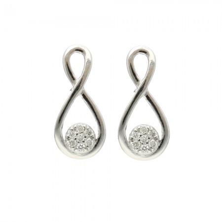 PENDIENTES EN ORO BLANCO INFINITO GRANDE CON DIAMANTES