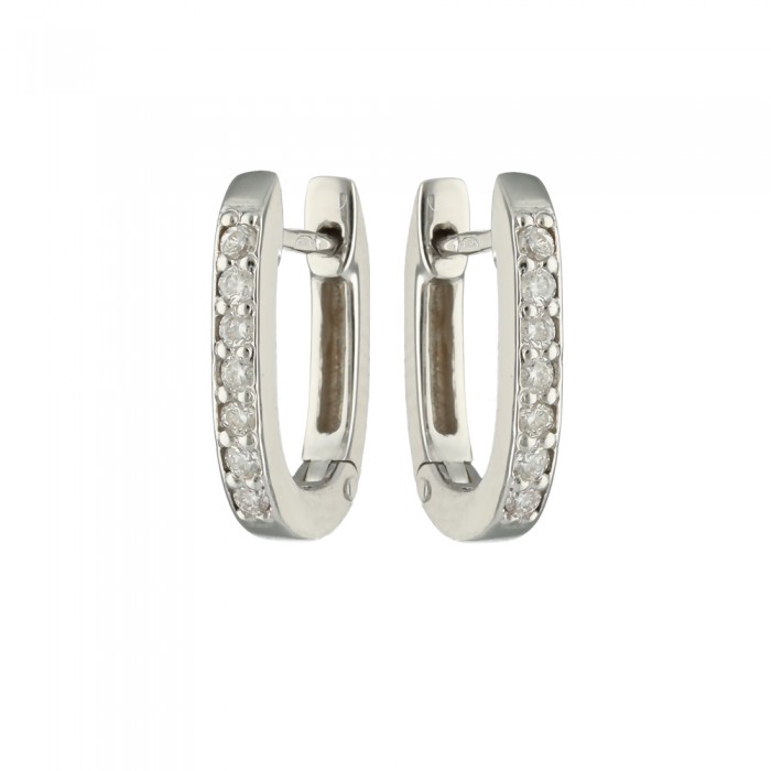 PENDIENTES EN ORO BLANCO OVAL CON DIAMANTES