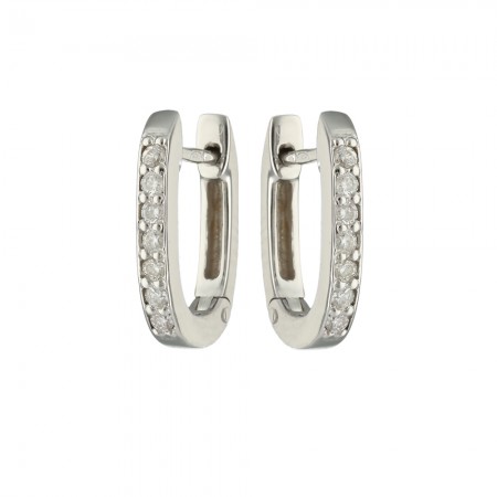 PENDIENTES EN ORO BLANCO OVAL CON DIAMANTES