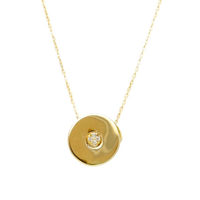 GARGANTILLA EN ORO CON CIRCULO Y DIAMANTE CENTRAL