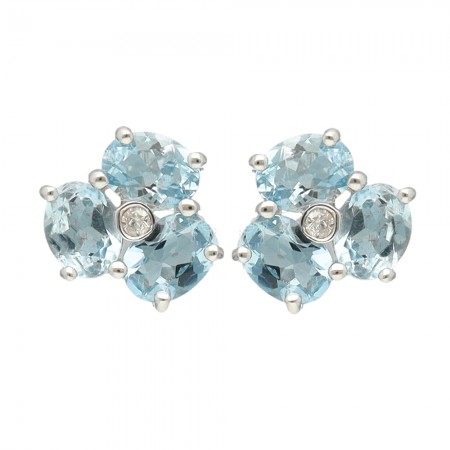 PENDIENTES EN ORO CON DIAMANTES CUADRADOS AGUAMARINA