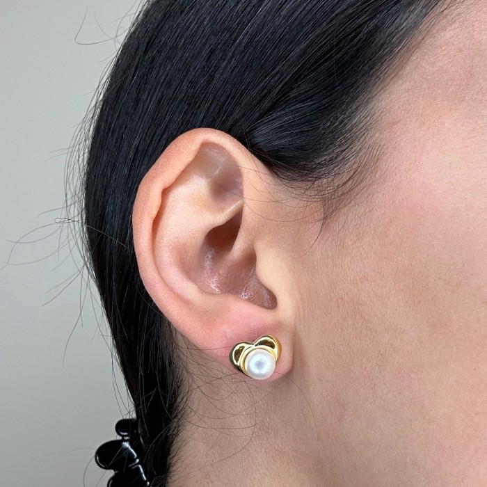 PENDIENTES EN ORO CORAZÓN Y PERLA