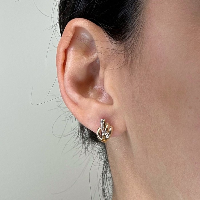 PENDIENTES EN ORO BANDAS CON CIRCONITA CENTRAL