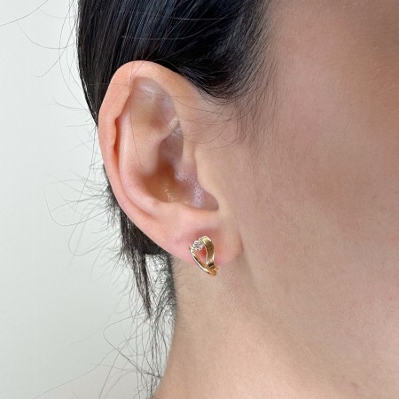 PENDIENTES EN ORO BANDAS FINAS CON CIRCONITA CUADRADA