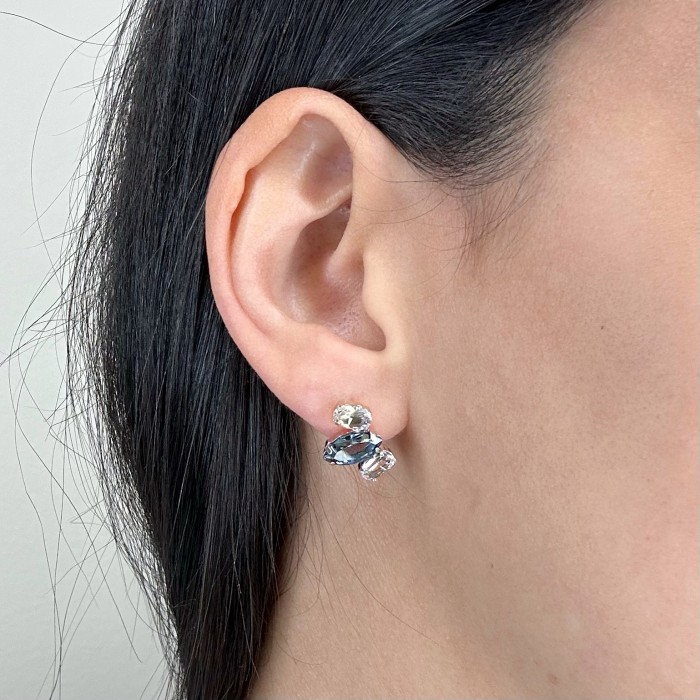 PENDIENTES EN PLATA TRES CIRCONITAS OVAL