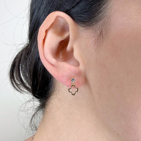 PENDIENTES EN PLATA DORADA TRÉBOL.