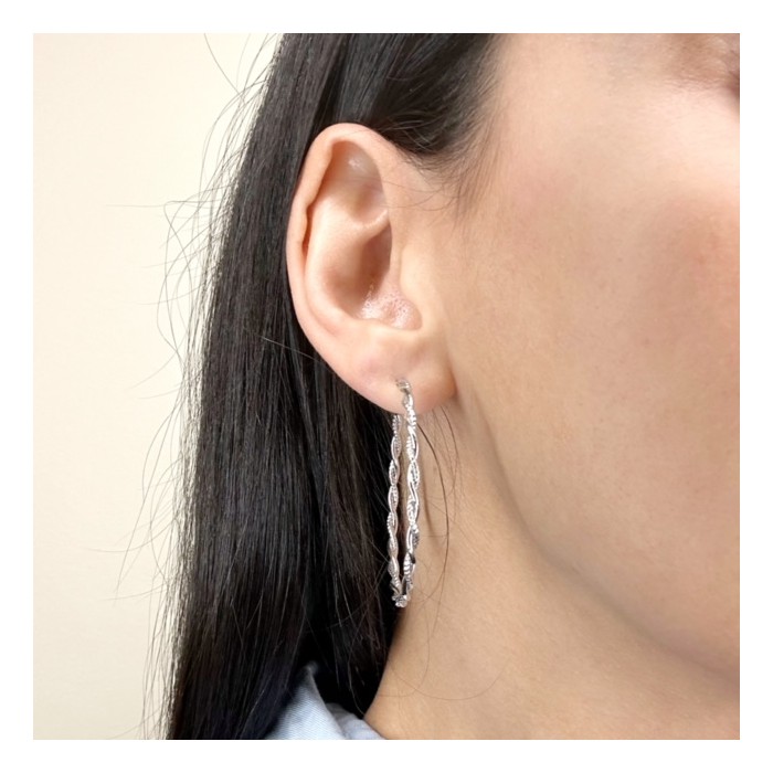 PENDIENTES EN ARO PLATA RIZADO