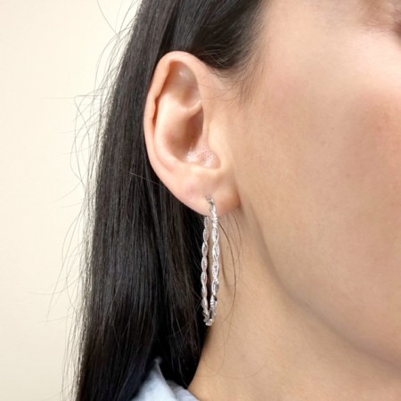 PENDIENTES EN ARO PLATA RIZADO