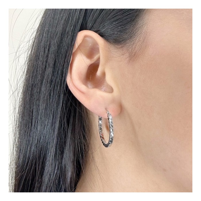 PENDIENTES EN ARO PLATA DIAGONAL