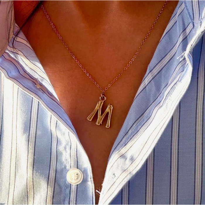 GARGANTILLA EN ACERO DORADO INICIAL 2