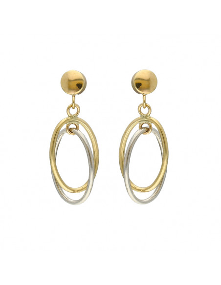 PENDIENTES LARGOS ORO BICOLOR OVALES