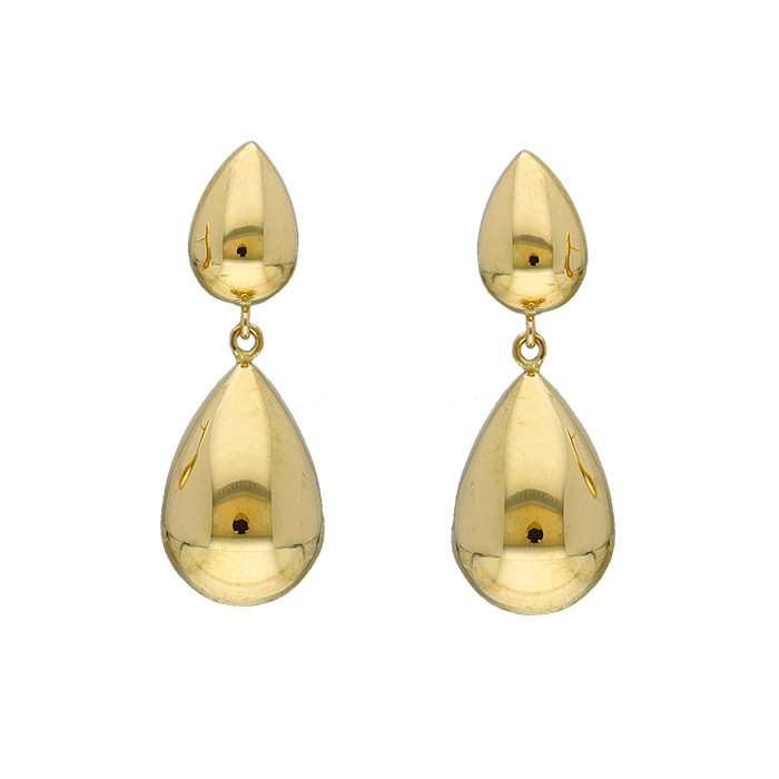 PENDIENTES EN ORO CON FORMA GOTA LARGOS DOBLE