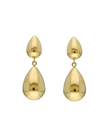 PENDIENTES EN ORO CON FORMA GOTA LARGOS DOBLE